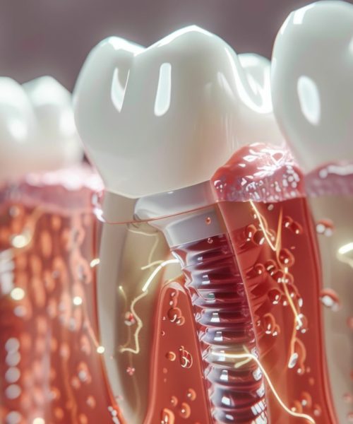 Dental implant in tooth detailed 3d rendering for medical and health care references Dental implant in tooth detailed 3d rendering for medical and health care references